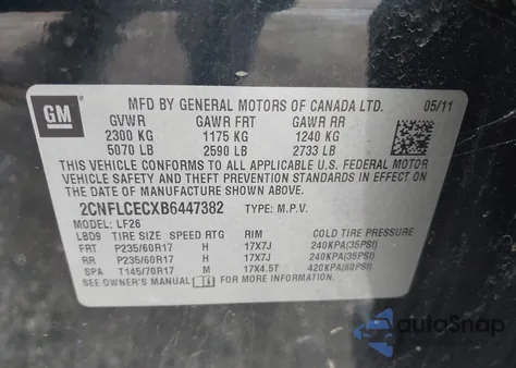 2011 Chevrolet Equinox Ls from USA, damaged, VIN 2CNFLCECXB6447382